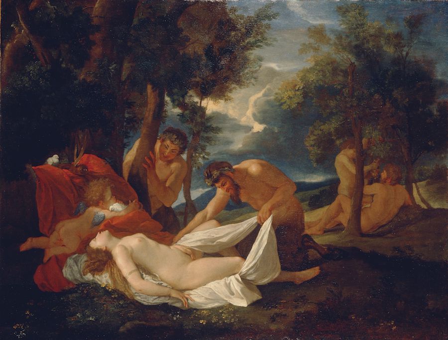 Vénus épiée par deux satyres, tableau de Nicolas Poussin.