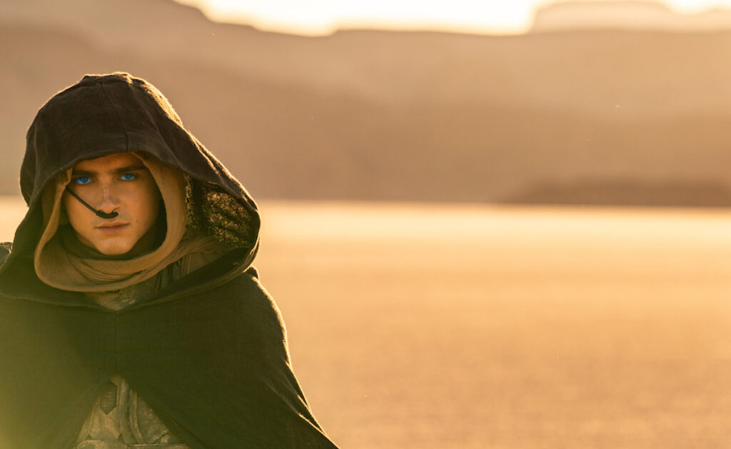Timothée Chalamet capuche désert Dune 2.